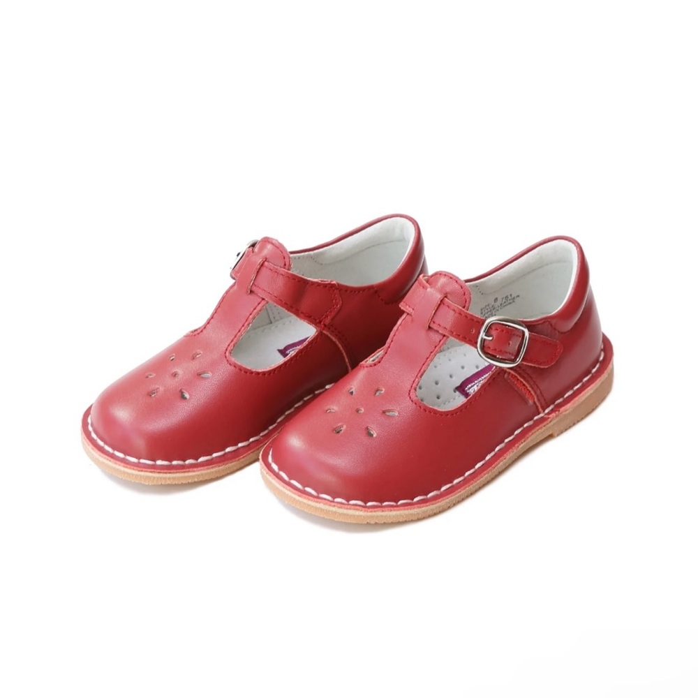 L’amour Joy Classic Red Leather T-Strap Mary Jane Toddler Size 7